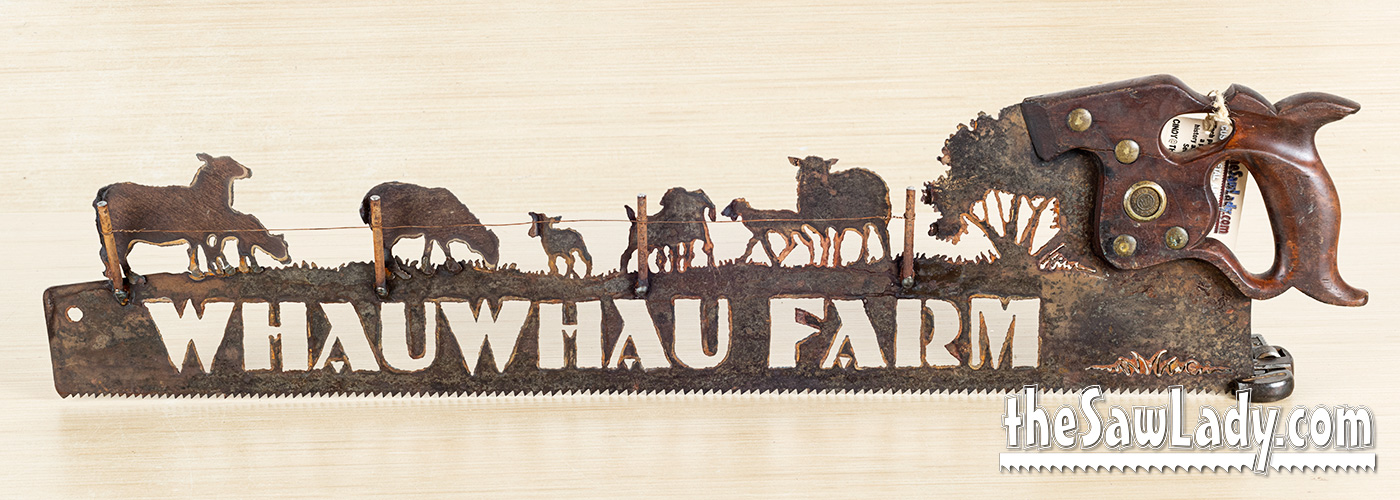 Sheep Behind a Fence Hand Cut Plasma Metal Art Hand Saw Rustic Wall