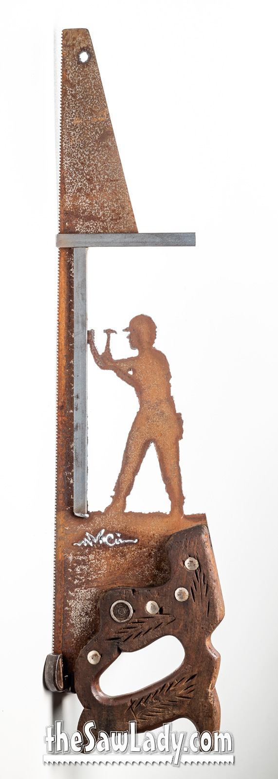 CarpenterHand Cut Plasma Metal Art Hand Saw Rustic Wall Decor