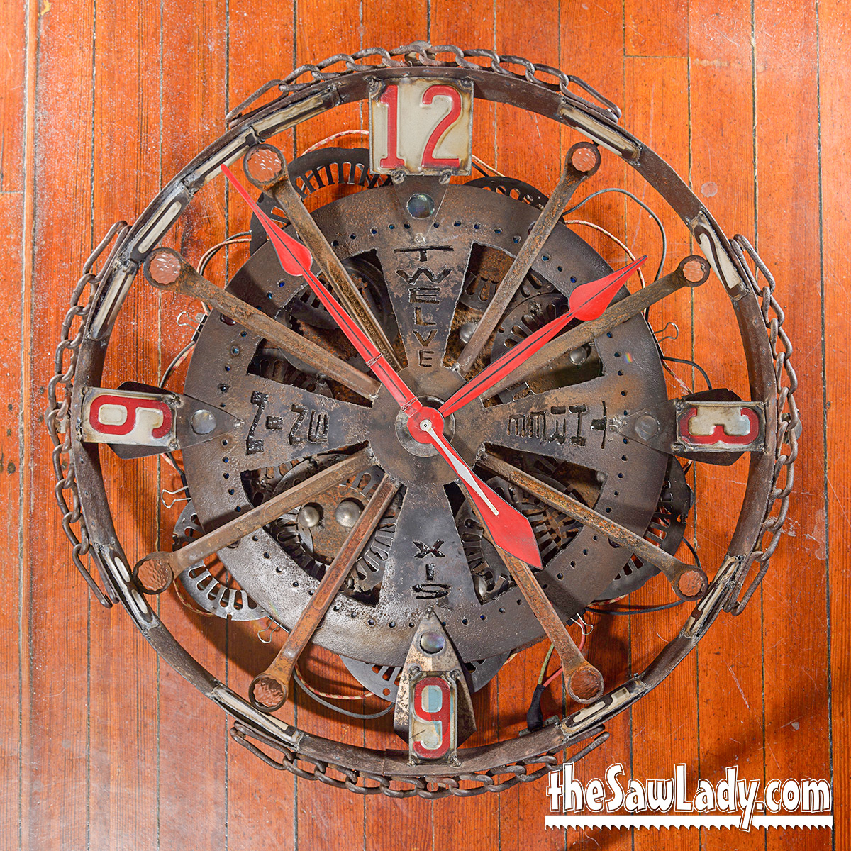 Scrap Metal Art Table Clock The Saw Lady